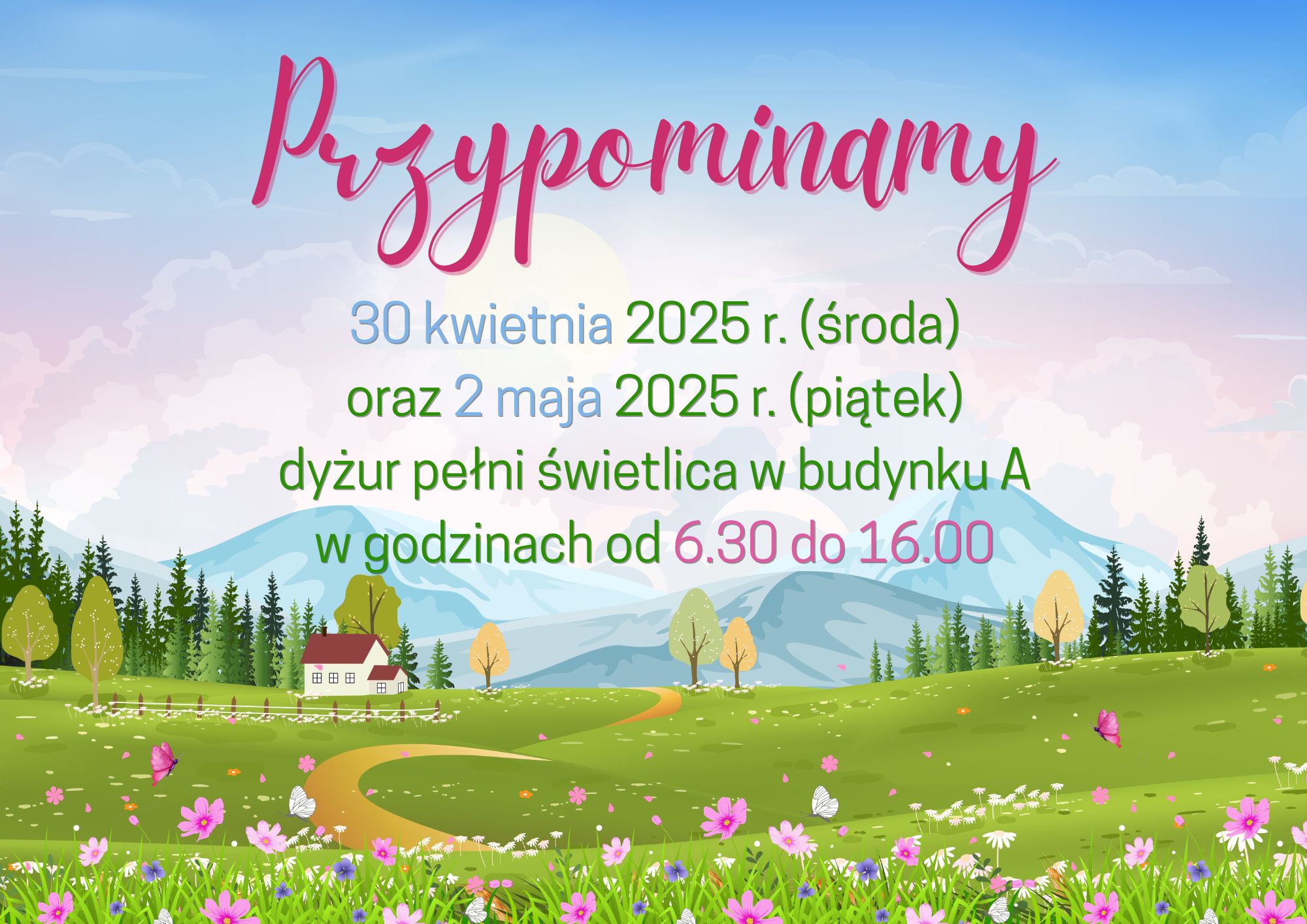 Przypomnienie o wolnym w majówkę